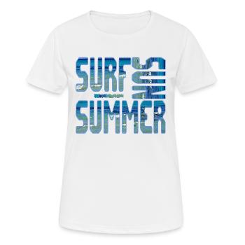 Sommer Surf Blue Strand Meer Wasser Sonne - Frauen T-Shirt atmungsaktiv - Weiß - Vorne - AI Model Female 172 dark (172cm)