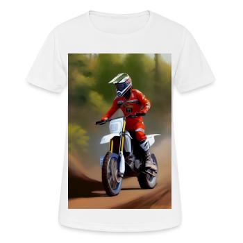 Motocross Fahren - Frauen T-Shirt atmungsaktiv - Weiß - Vorne - AI Model Female 172 dark (172cm)