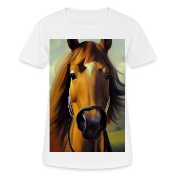 Pferdekopf Öl Malerei - Frauen T-Shirt atmungsaktiv - Weiß - Vorne - AI Model Female 172 dark (172cm)