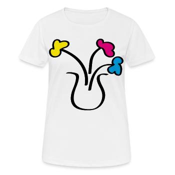 Dessin abstrait de fleurs dans un vase - T-shirt respirant Femme - blanc - Devant - AI Model Female 172 dark (172cm)