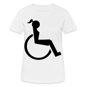 Logo d’une dame ou d’une fille en fauteuil roulant. Image* - T-shirt respirant Femme - blanc - Devant - AI Model Female 172 dark (172cm)