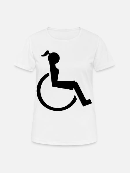 Logo der Dame oder des Mädchens im Rollstuhl. Bild* - Frauen T-Shirt atmungsaktiv - Weiß
