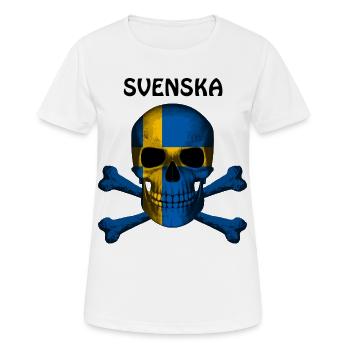 Skull Jolly Roger Pirate Flag Svenska R6Z - Women's Breathable T-Shirt - white - Front - AI Model Female 172 dark (172cm)