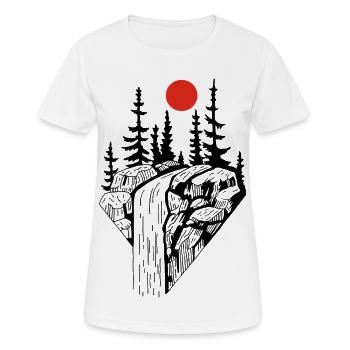 Der schwarze Wasserfall und die rote Sonne - Frauen T-Shirt atmungsaktiv - Weiß - Vorne - AI Model Female 172 dark (172cm)