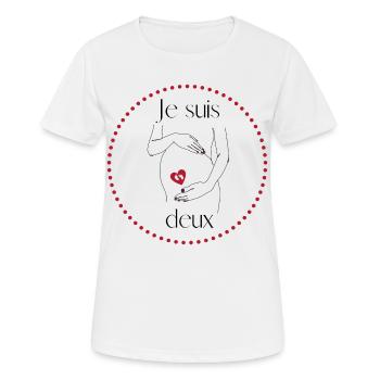 Je suis deux. Femme enceinte. Annonce grossesse. - T-shirt respirant Femme - blanc - Devant - AI Model Female 172 dark (172cm)
