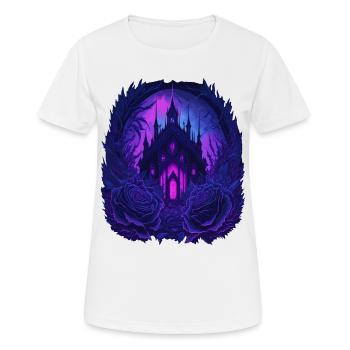 neon gothic gotisches Schloss mit Rosen - Frauen T-Shirt atmungsaktiv - Weiß - Vorne - AI Model Female 172 dark (172cm)