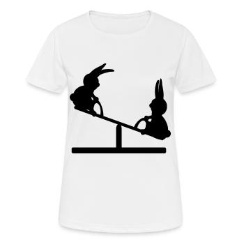 BALANÇOIRES D’AIRE DE JEUX POUR ENFANTS - BALANÇOIRES À BASCULE À LAPIN - T-shirt respirant Femme - blanc - Devant - AI Model Female 172 dark (172cm)