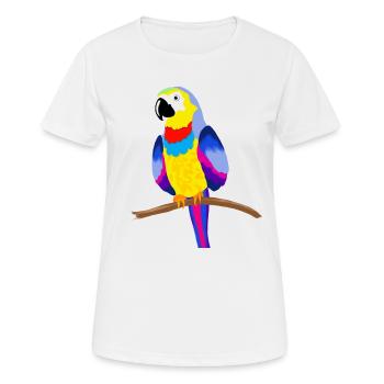 Colorful parrot on a branch - yellow - Women's Breathable T-Shirt - white - Front - AI Model Female 172 dark (172cm)