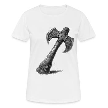 Fear the axe Wikinger Axt - Frauen T-Shirt atmungsaktiv - Weiß - Vorne - AI Model Female 172 dark (172cm)