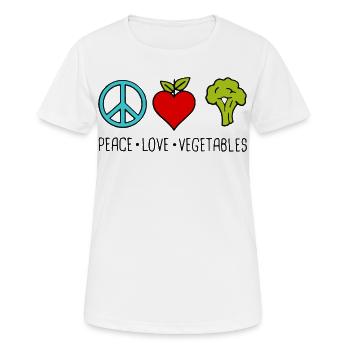 Paix Amour Légumes  - T-shirt respirant Femme - blanc - Devant - AI Model Female 172 dark (172cm)
