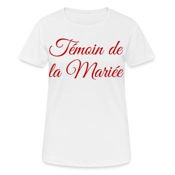 EVJF Témoin mariée. Enterrement vie célibataire - T-shirt respirant Femme - blanc - Devant - AI Model Female 172 dark (172cm)