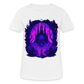 Neon Gothic Totenkopf Geisterschloss - Frauen T-Shirt atmungsaktiv - Weiß - Vorne - AI Model Female 172 dark (172cm)