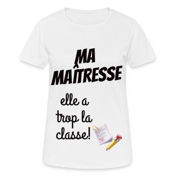 Cadeau maîtresse personnalisé - T-shirt respirant Femme - blanc - Devant - AI Model Female 172 dark (172cm)