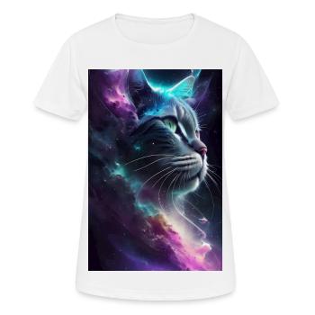 Katze im Weltall - Frauen T-Shirt atmungsaktiv - Weiß - Vorne - AI Model Female 172 dark (172cm)
