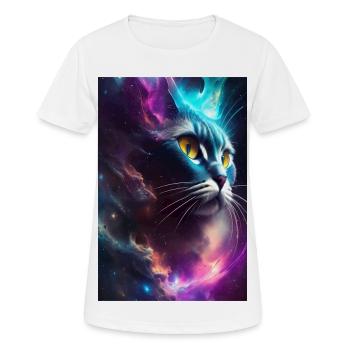 Katze im Weltall - Frauen T-Shirt atmungsaktiv - Weiß - Vorne - AI Model Female 172 dark (172cm)