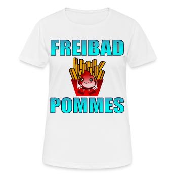 FREIBAD POMMES - SCHWIMMEN - Frauen T-Shirt atmungsaktiv - Weiß - Vorne - AI Model Female 172 dark (172cm)