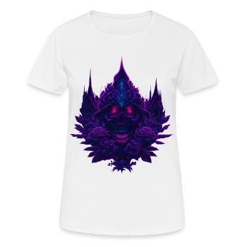 Purple neon roses skull - Women's Breathable T-Shirt - white - Front - AI Model Female 172 dark (172cm)