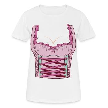 Korsettdesign Rosa - Frauen T-Shirt atmungsaktiv - Weiß - Vorne - AI Model Female 172 dark (172cm)