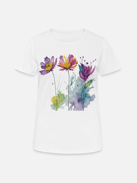 Aquarelle florale - T-shirt respirant Femme - blanc