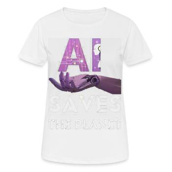 AI SAVE THE PLANET artificial intelligence - Women's Breathable T-Shirt - white - Front - AI Model Female 172 dark (172cm)