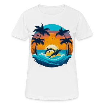 Delphin Sunset - Frauen T-Shirt atmungsaktiv - Weiß - Vorne - AI Model Female 172 dark (172cm)