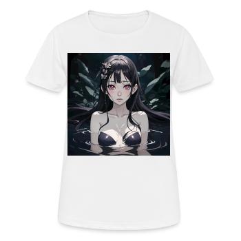 Süßes Anime Mädchen im Wasser mit schwarzem Haar - Frauen T-Shirt atmungsaktiv - Weiß - Vorne - AI Model Female 172 dark (172cm)