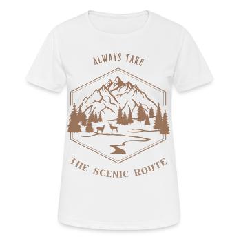 Prenez toujours la route panoramique - Amoureux de la nature - T-shirt respirant Femme - blanc - Devant - AI Model Female 172 dark (172cm)