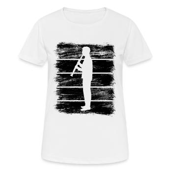 Dessin clarinettiste - T-shirt respirant Femme - blanc - Devant - AI Model Female 172 dark (172cm)