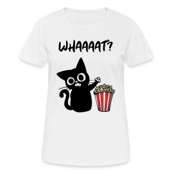 Cat Popcorn Movies Movies Cinema Night Theatre - T-shirt respirant Femme - blanc - Devant - AI Model Female 172 dark (172cm)