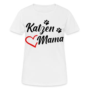 Katzenmama - Frauen T-Shirt atmungsaktiv - Weiß - Vorne - AI Model Female 172 dark (172cm)