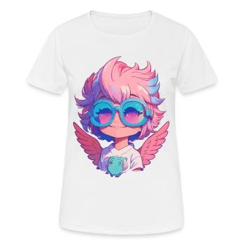 Kleiner süßer Engel mit Brille - Frauen T-Shirt atmungsaktiv - Weiß - Vorne - AI Model Female 172 dark (172cm)
