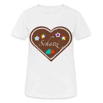 "Jahrmarkt-Liebe" Schatzi div - Frauen T-Shirt atmungsaktiv - Weiß - Vorne - AI Model Female 172 dark (172cm)