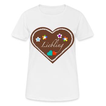 "Jahrmarkt-Liebe"Liebling div - Frauen T-Shirt atmungsaktiv - Weiß - Vorne - AI Model Female 172 dark (172cm)