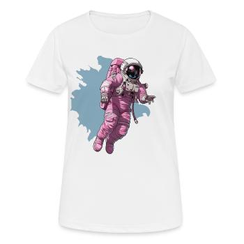 Rosa Raumanzug im Kosmos - Frauen T-Shirt atmungsaktiv - Weiß - Vorne - AI Model Female 172 dark (172cm)