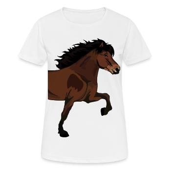 Big Side-Tölter Islandpferd – Brauner - Frauen T-Shirt atmungsaktiv - Weiß - Vorne - AI Model Female 172 dark (172cm)