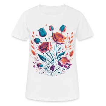 Bouquet de fleurs de roses néon - T-shirt respirant Femme - blanc - Devant - AI Model Female 172 dark (172cm)