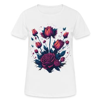 Style de tatouage néon arbuste rose - T-shirt respirant Femme - blanc - Devant - AI Model Female 172 dark (172cm)
