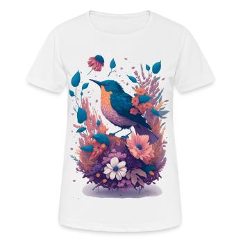Oiseaux dans un bouquet de fleurs - T-shirt respirant Femme - blanc - Devant - AI Model Female 172 dark (172cm)