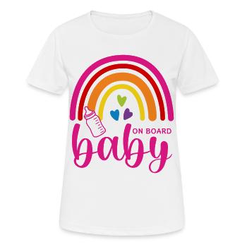 Boho Regenbogen Herzen Babyflasche Baby on Board - Frauen T-Shirt atmungsaktiv - Weiß - Vorne - AI Model Female 172 dark (172cm)