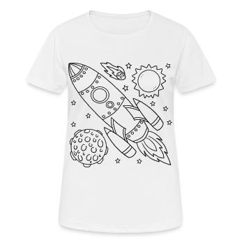 Rakete Weltraum Spaceship - Frauen T-Shirt atmungsaktiv - Weiß - Vorne - AI Model Female 172 dark (172cm)
