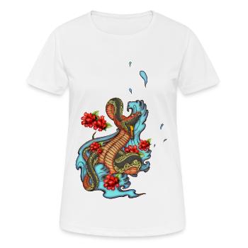 Colorful angry snake with flowers - Women's Breathable T-Shirt - white - Front - AI Model Female 172 dark (172cm)