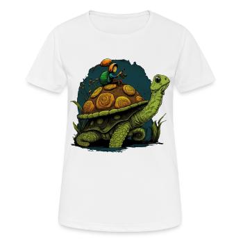 schnecke lässt sich von Schildkroete mitnehmen - Frauen T-Shirt atmungsaktiv - Weiß - Vorne - AI Model Female 172 dark (172cm)