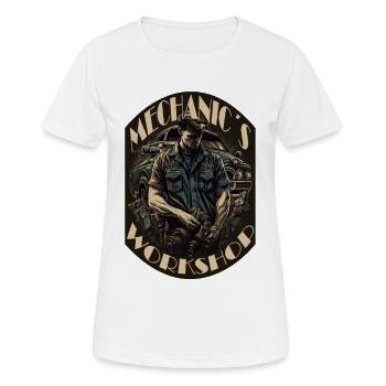 Automechaniker mit Schriftzug - Frauen T-Shirt atmungsaktiv - Weiß - Vorne - AI Model Female 172 dark (172cm)
