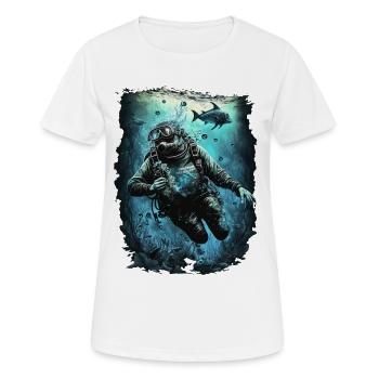 Taucher unter Wasser - Frauen T-Shirt atmungsaktiv - Weiß - Vorne - AI Model Female 172 dark (172cm)