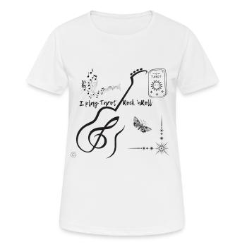 Ligne de guitare avec faisceau d’étoiles - T-shirt respirant Femme - blanc - Devant - AI Model Female 172 dark (172cm)