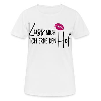Küss mich Ich erbe den Hof - Frauen T-Shirt atmungsaktiv - Weiß - Vorne - AI Model Female 172 dark (172cm)