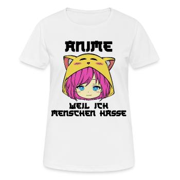 Japanisch Comic Manga Anime Zeichentrick Statement - Frauen T-Shirt atmungsaktiv - Weiß - Vorne - AI Model Female 172 dark (172cm)