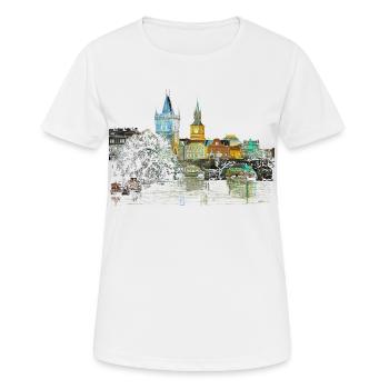 Prag - Frauen T-Shirt atmungsaktiv - Weiß - Vorne - AI Model Female 172 dark (172cm)