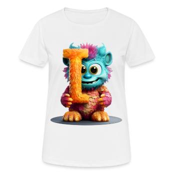 Alphabet Buchstabe I Buntes Monster - Frauen T-Shirt atmungsaktiv - Weiß - Vorne - AI Model Female 172 dark (172cm)