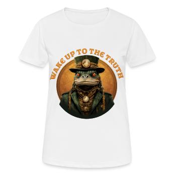 Steampunk Frog erweckt die Wahrheit - Frauen T-Shirt atmungsaktiv - Weiß - Vorne - AI Model Female 172 dark (172cm)